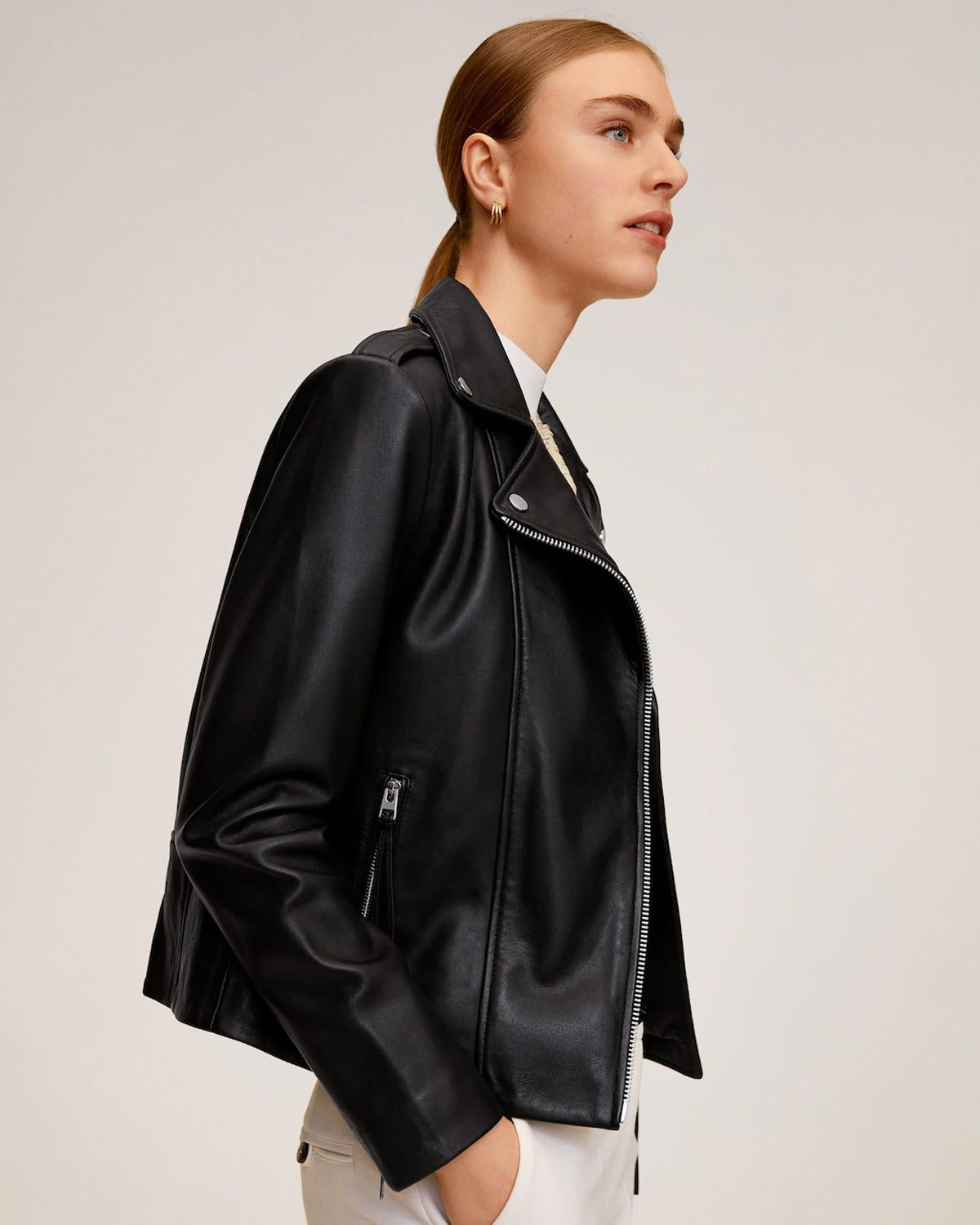 Leather biker jacket - Image 2